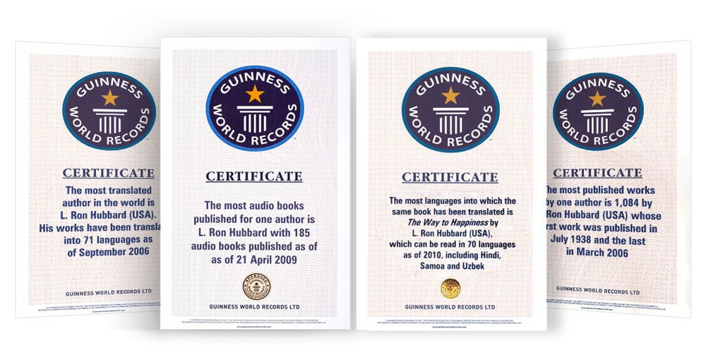 Four Guinness World Record certificates